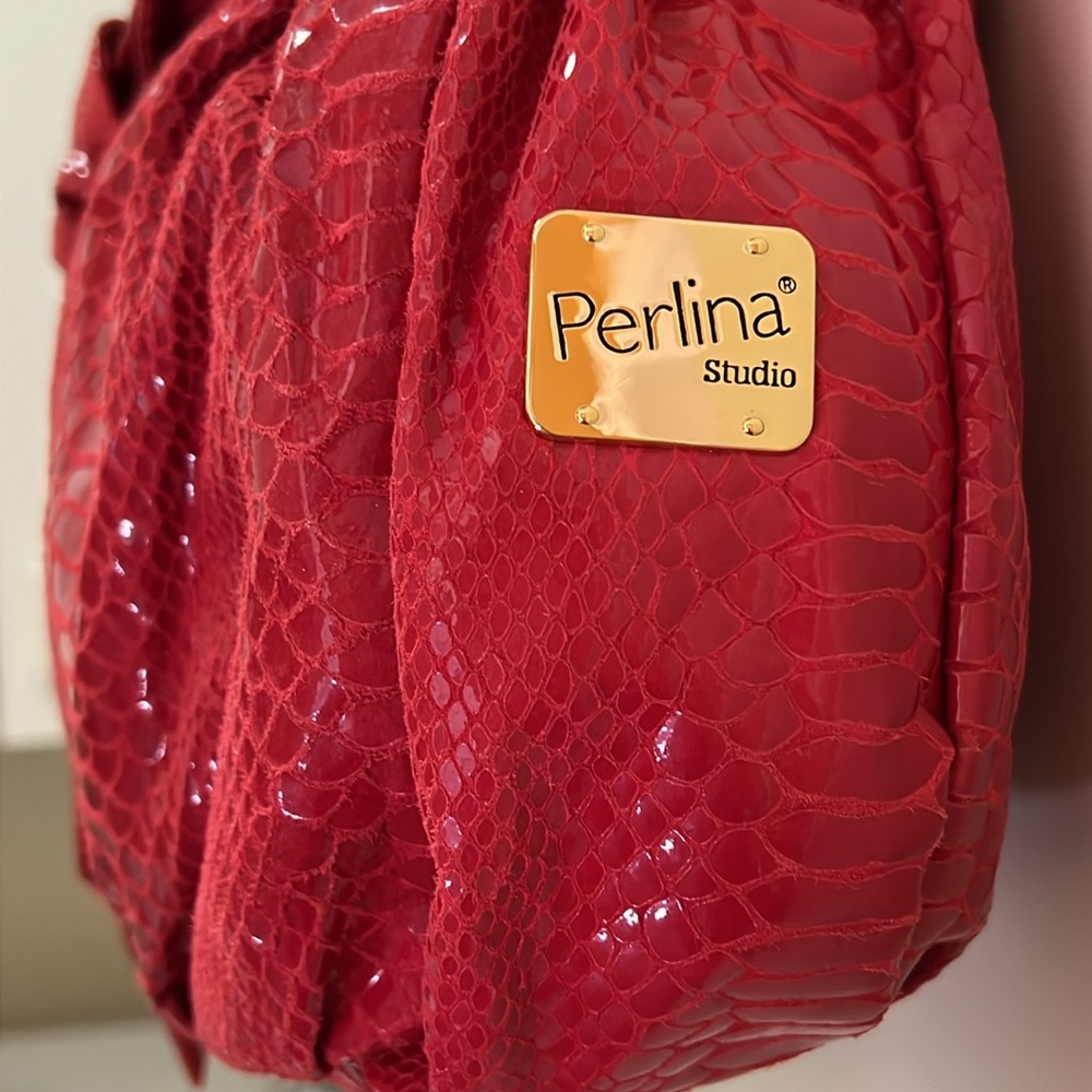 NWOT Perlina Studio Coated Suede Snakeskin Purse - Picture 4 of 15